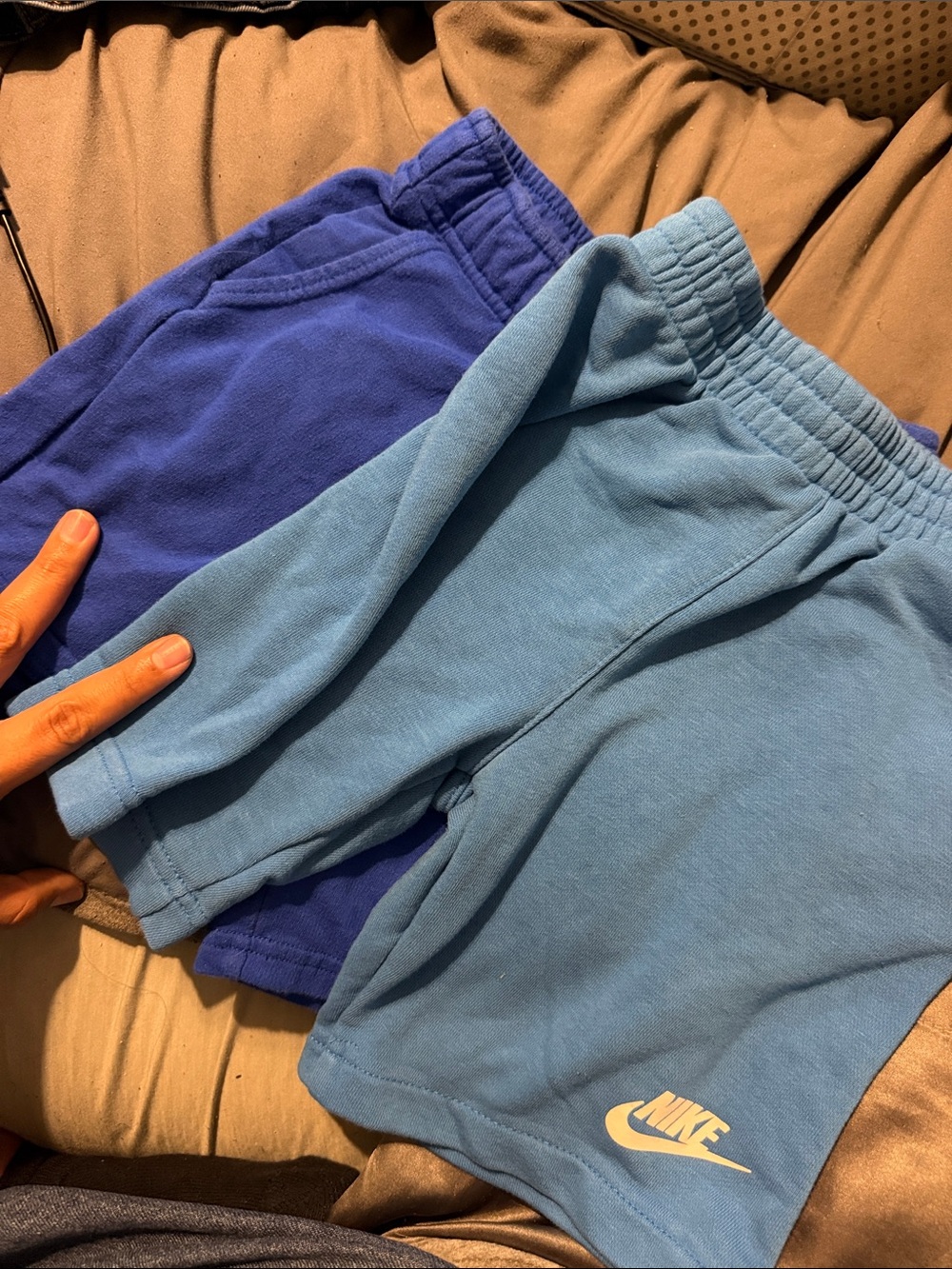 2pc size 6. Nike Kids' Light Blue and Royal Blue Athletic Shorts